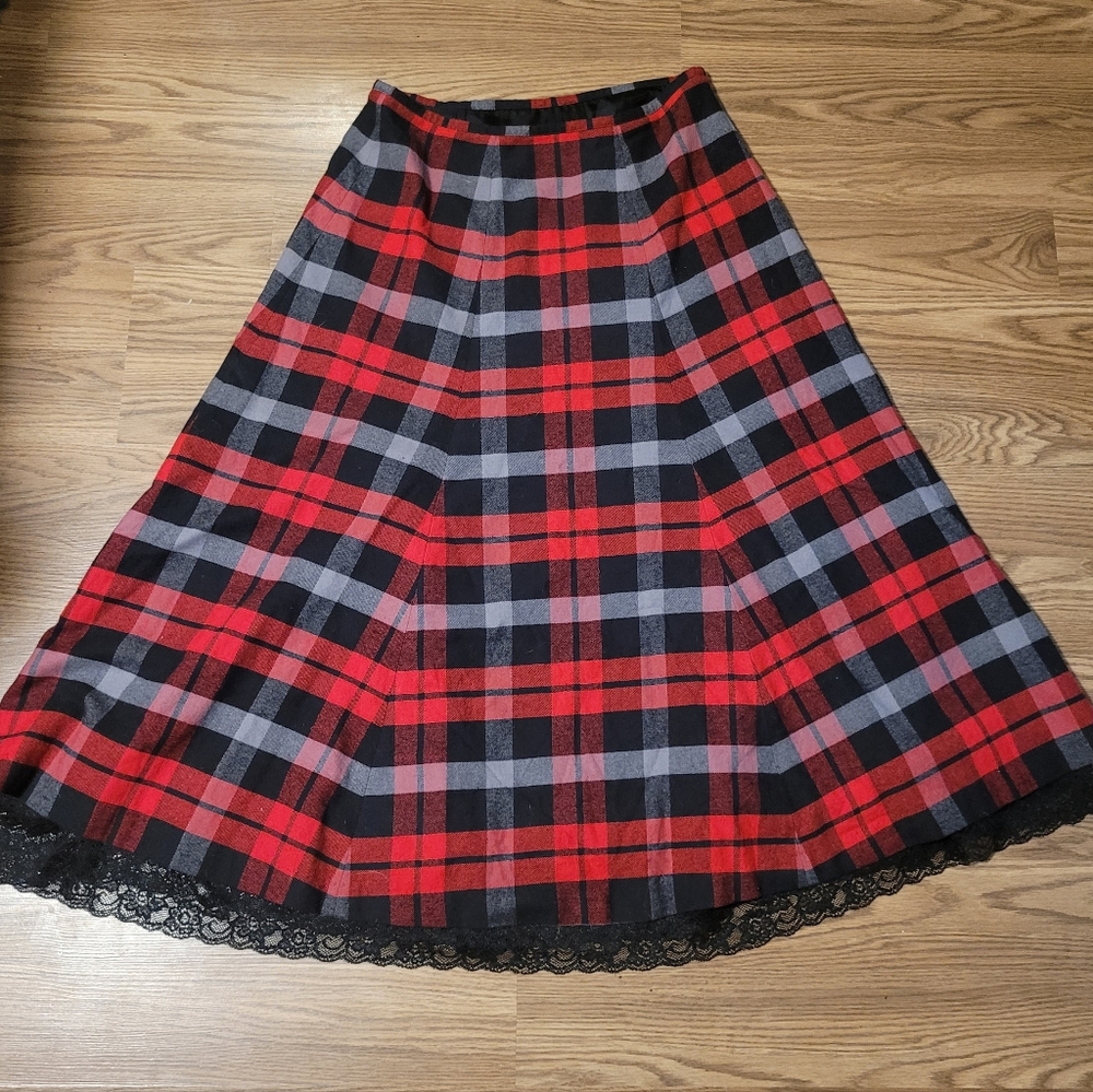 Red and Black Plaid Maxi Skirt from J. Peterman